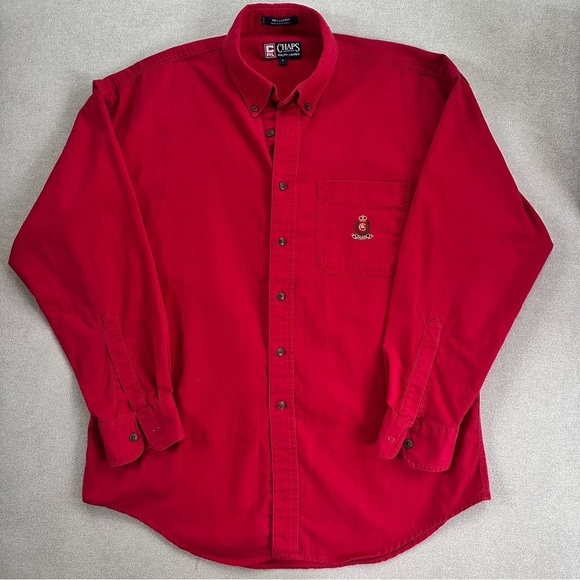 Vintage Chaps Ralph Lauren Red Button Down Shirt. Large. Cotton. - Picture 1 of 7